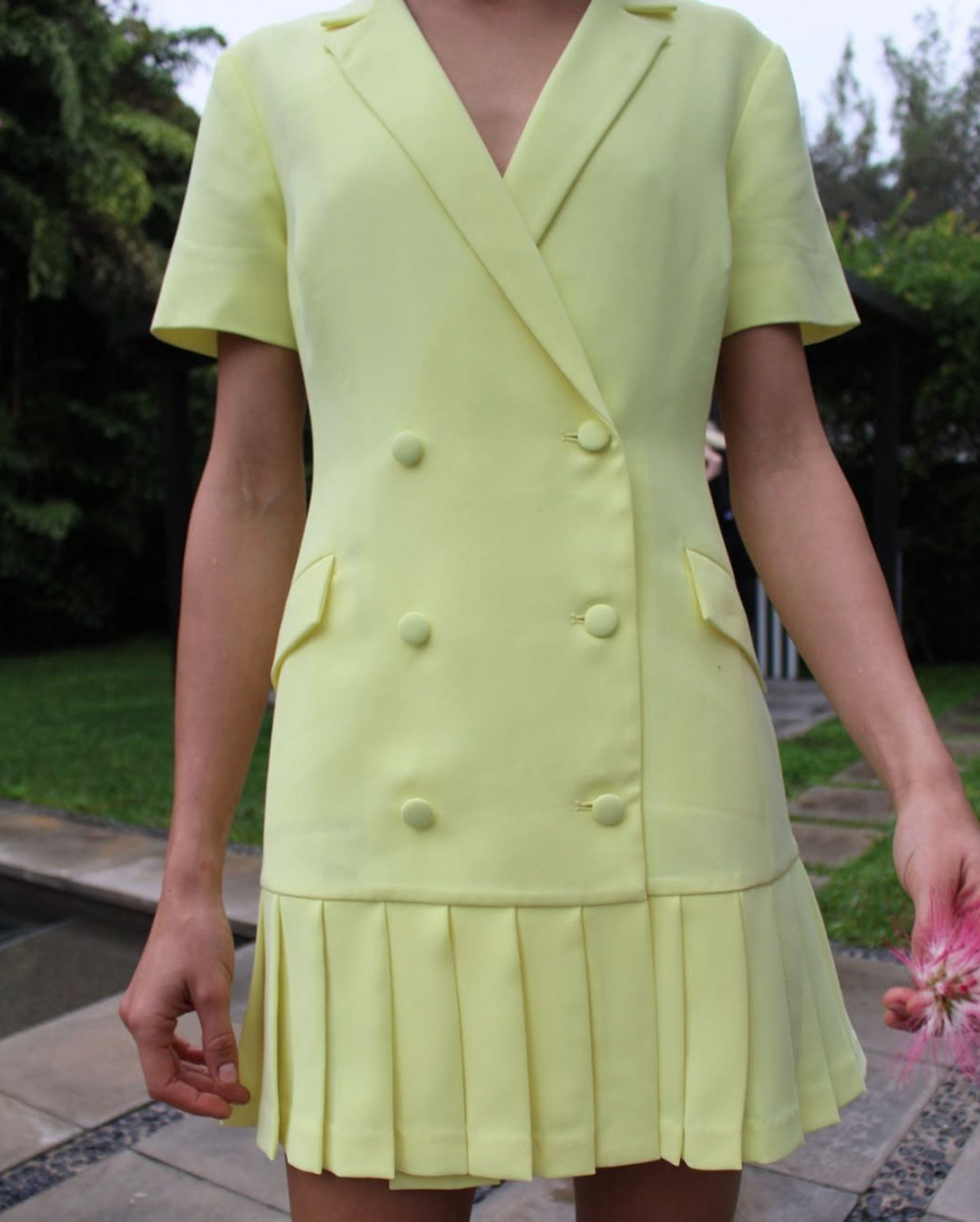AMANDA UPRICHARD Mesha Short Sleeve Light Yellow Dress Size Medium